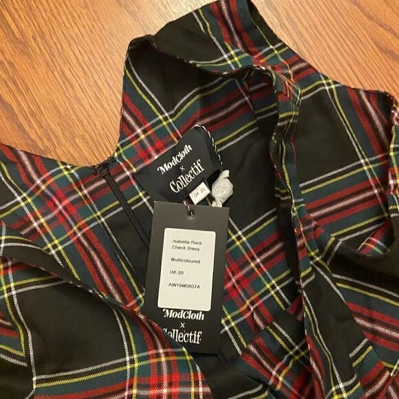 Collectif ModCloth x Collectif Dignity on Display Midi Dress Black Plaid Size 10 - Picture 4 of 8